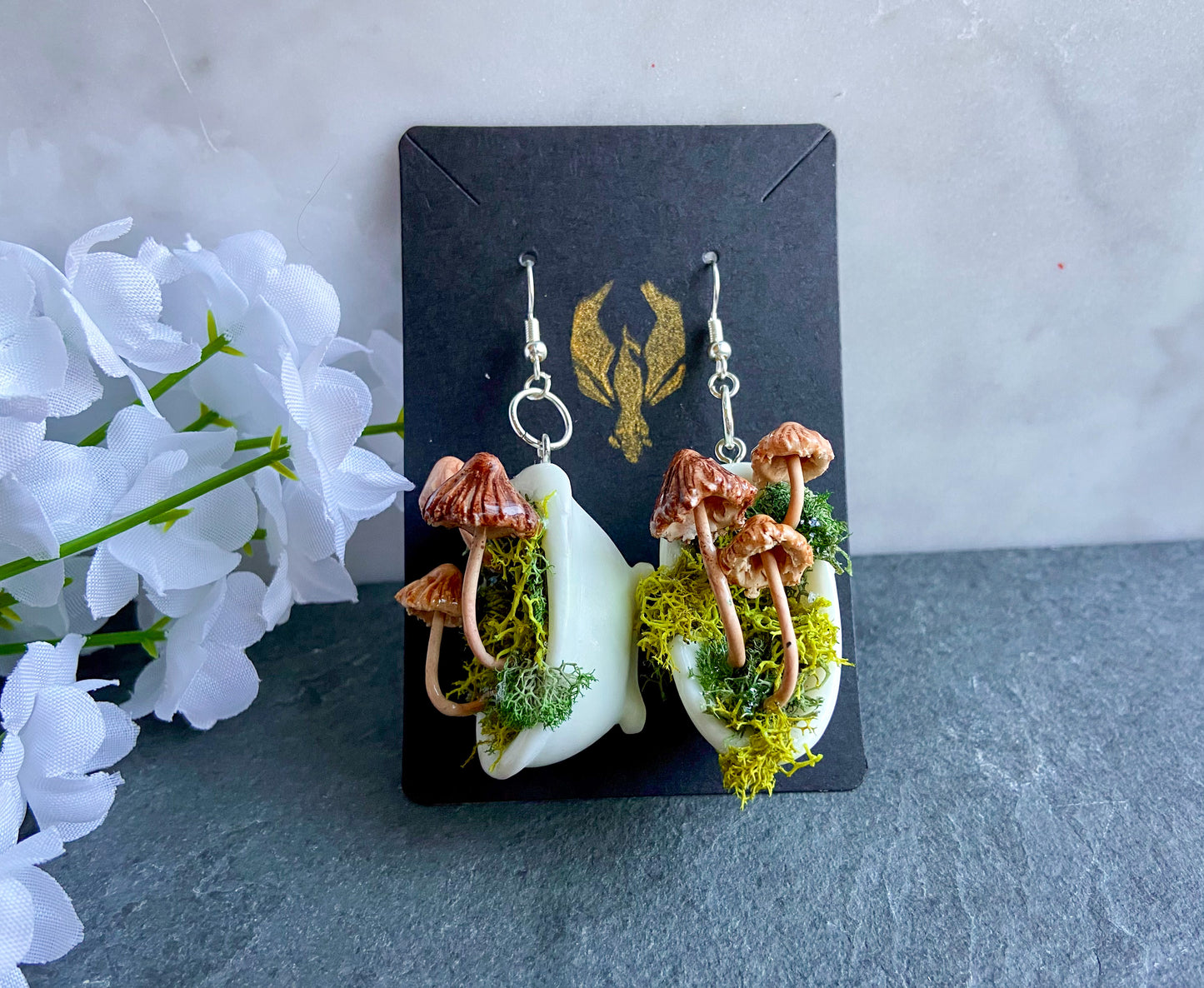 Bathtub Natural Mushroom Earrings