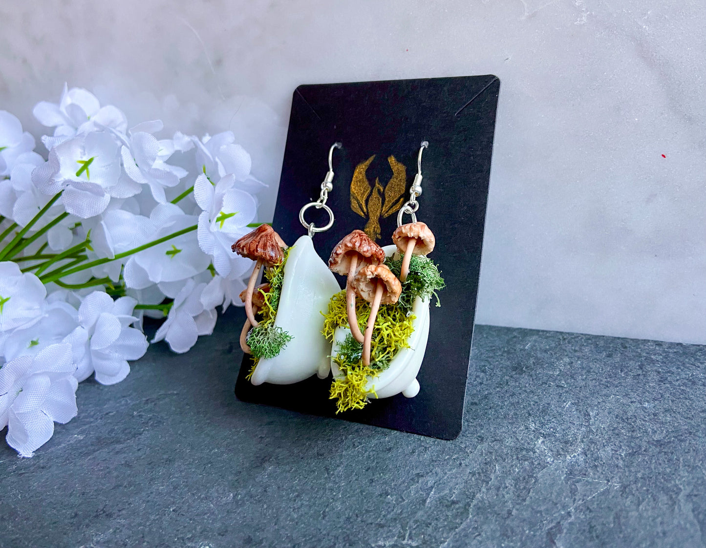Bathtub Natural Mushroom Earrings