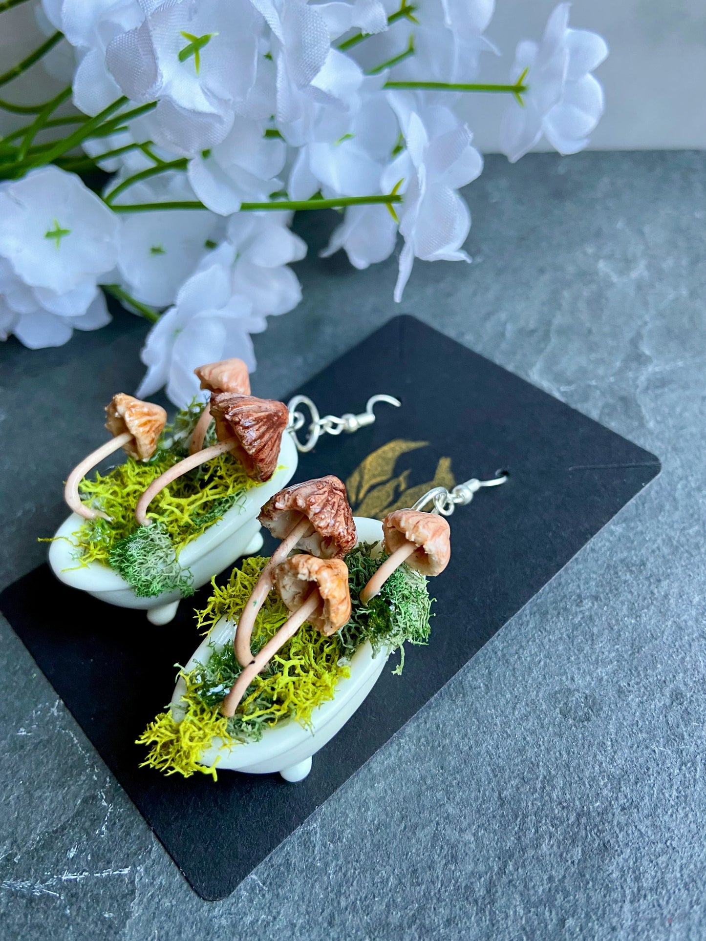 Bathtub Natural Mushroom Earrings