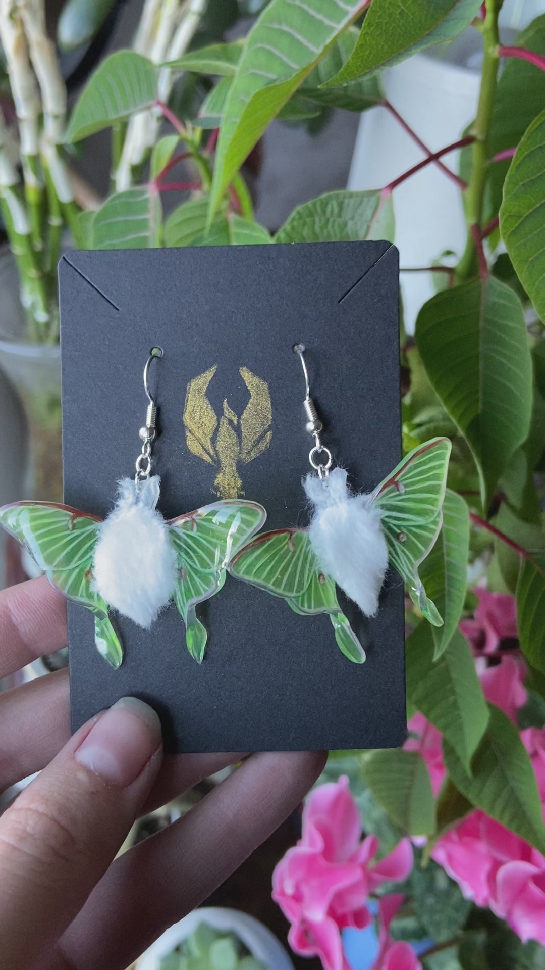 Luna Moth Wing Earrings Shrink Plastic Earrings Hypoallergenic 