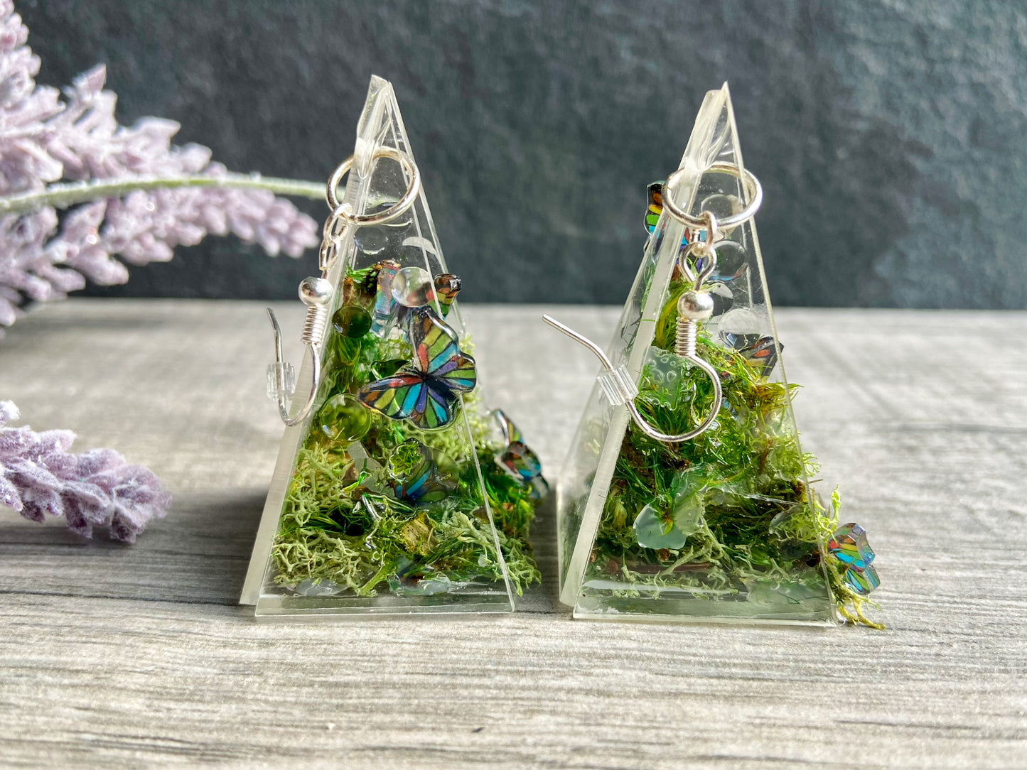 Butterfly Pavilion Terrarium Garden Earrings