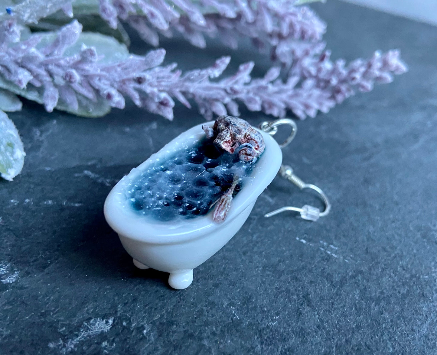 Bathtub Demon Skeleton Bubble Bath Earrings