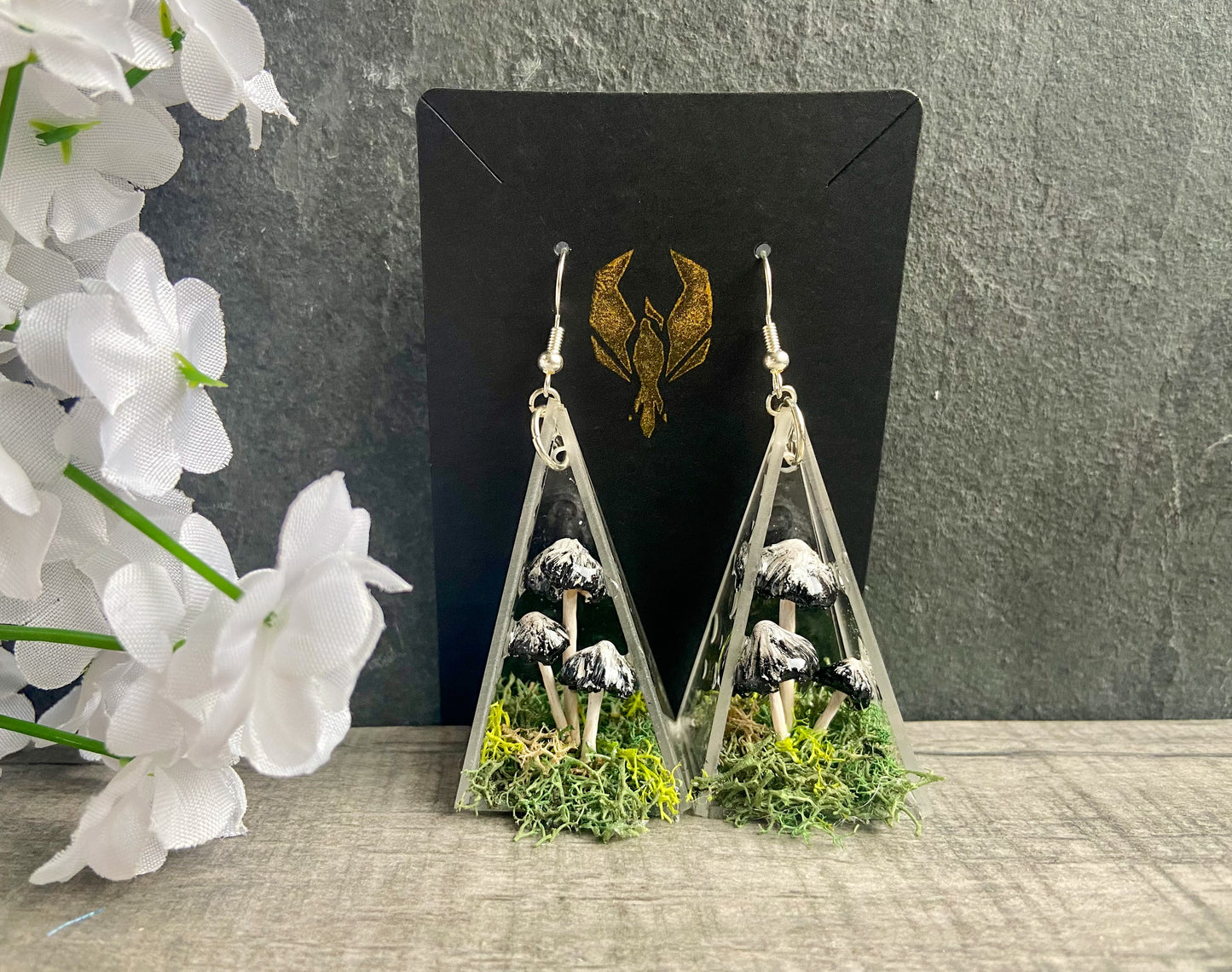 Ink Cap Mushroom Terrarium Earrings