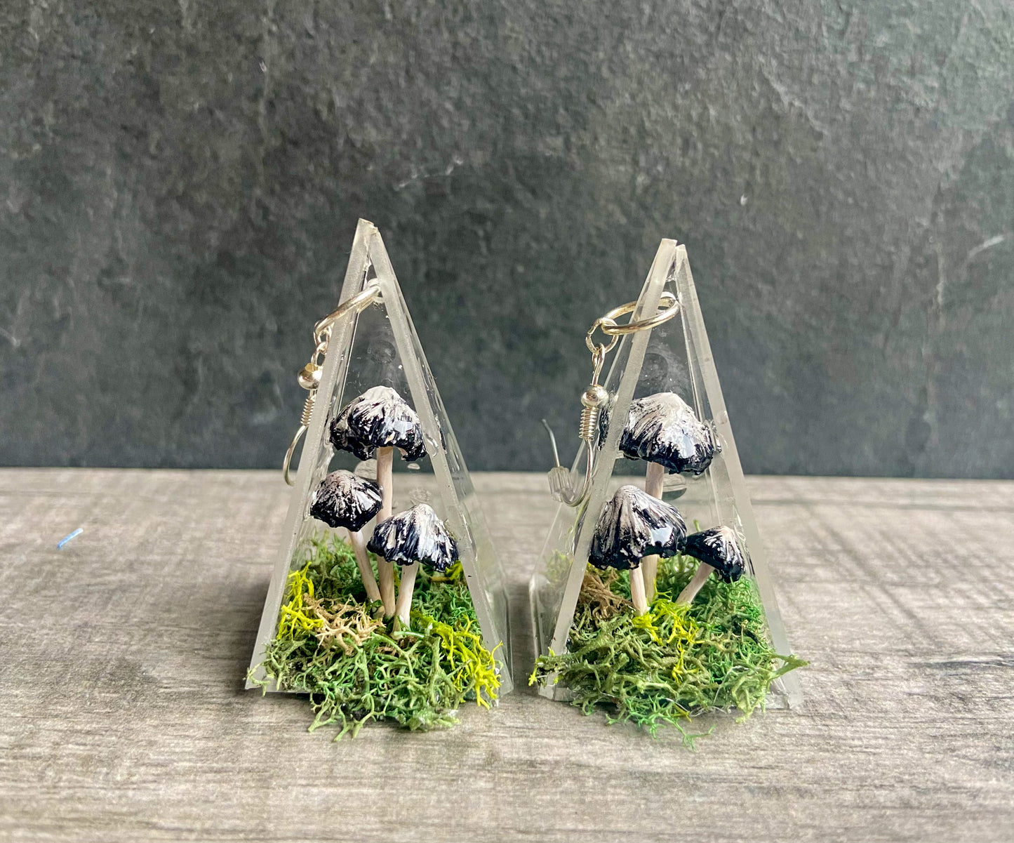 Ink Cap Mushroom Terrarium Earrings