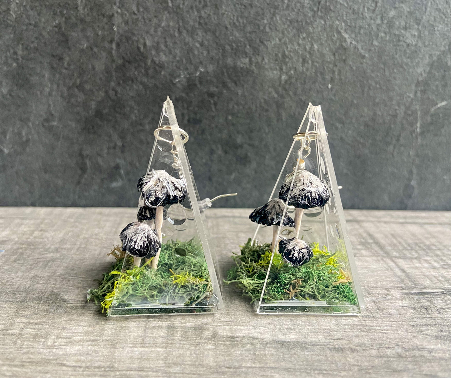 Ink Cap Mushroom Terrarium Earrings