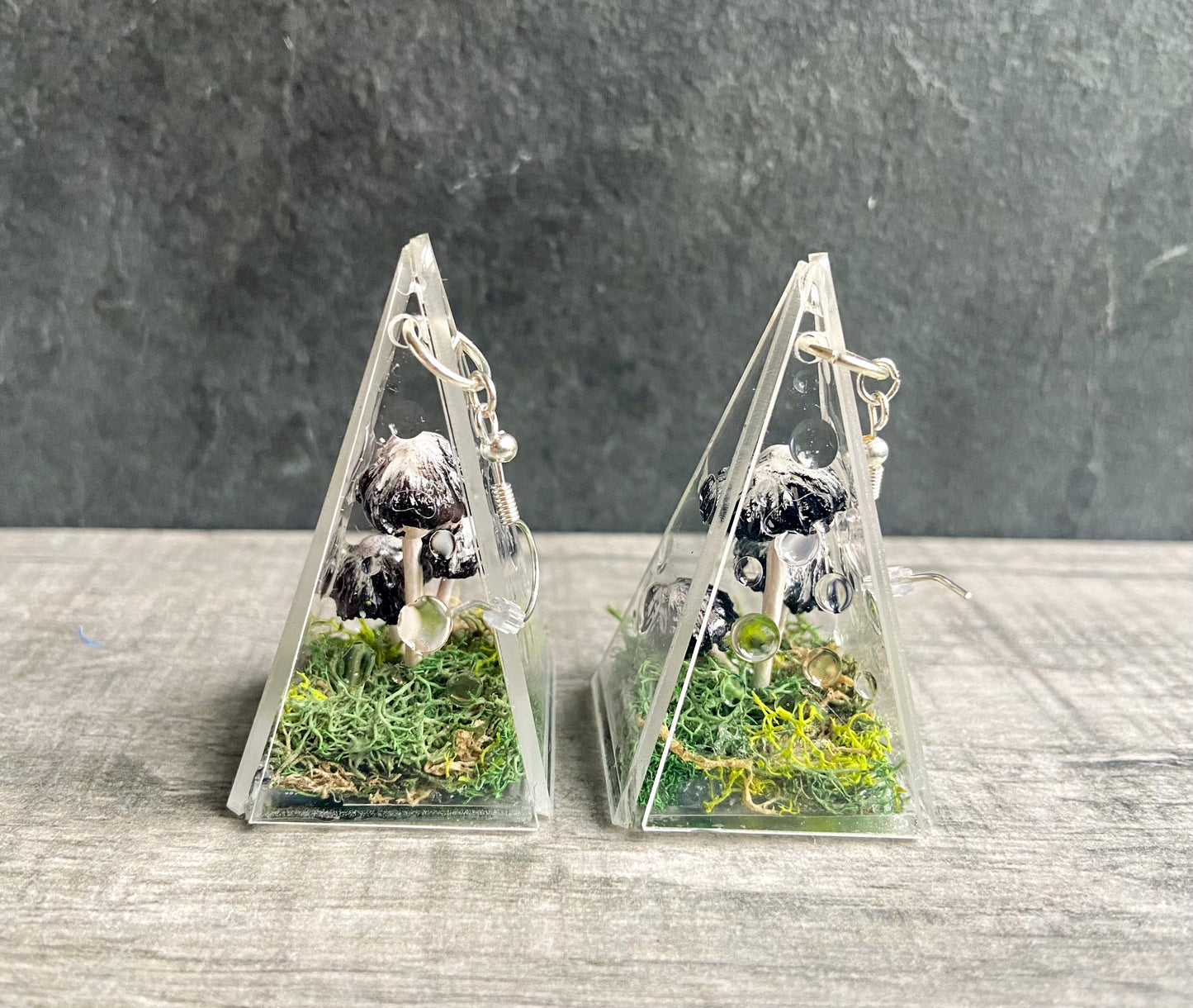 Ink Cap Mushroom Terrarium Earrings