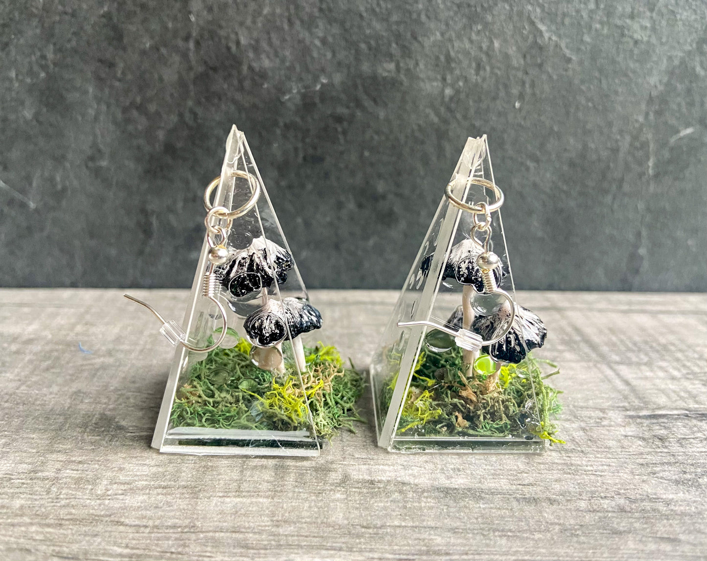 Ink Cap Mushroom Terrarium Earrings