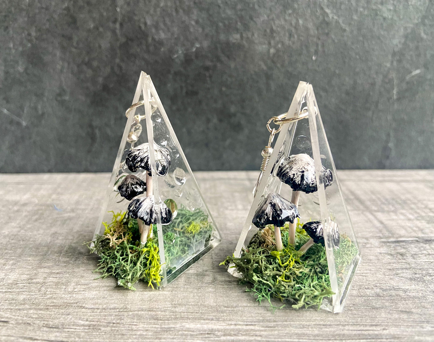 Ink Cap Mushroom Terrarium Earrings