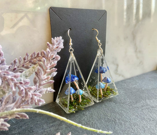 Blue Pastel Fairy Mushroom Earrings