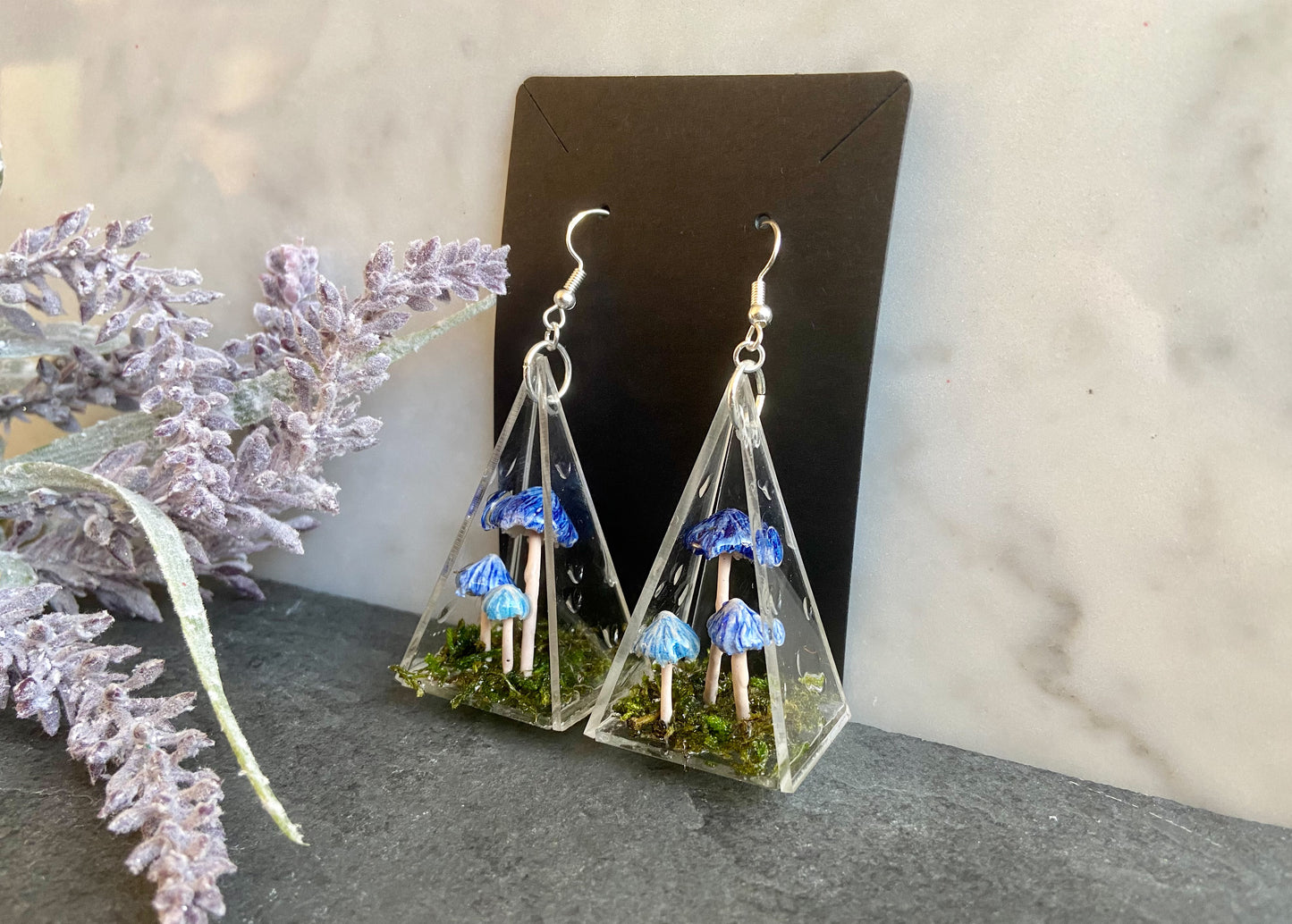 Blue Pastel Fairy Mushroom Earrings