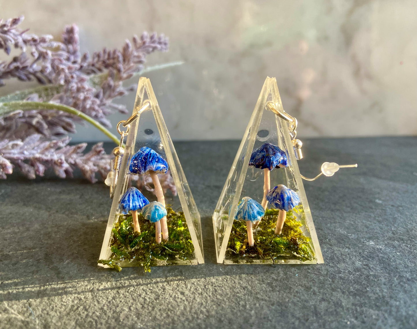 Blue Pastel Fairy Mushroom Earrings