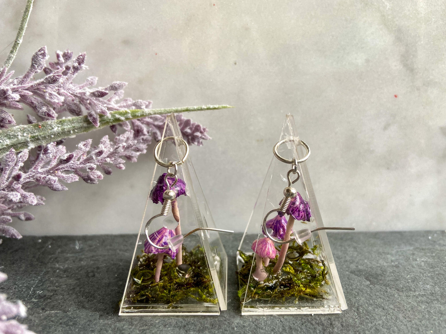 Pink Pastel Fairy Mushroom Earrings