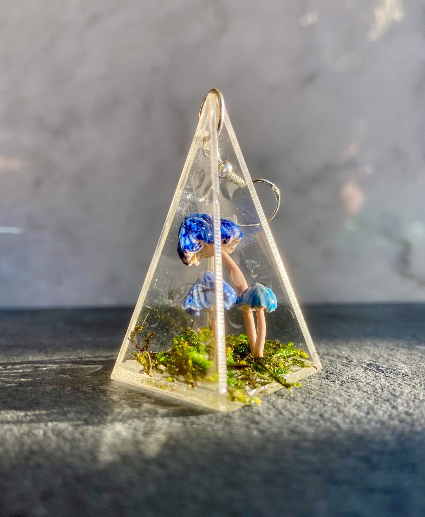 Blue Pastel Fairy Mushroom Earrings