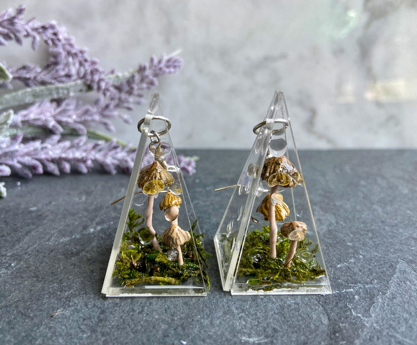 Natural Pastel Fairy Mushroom Earrings