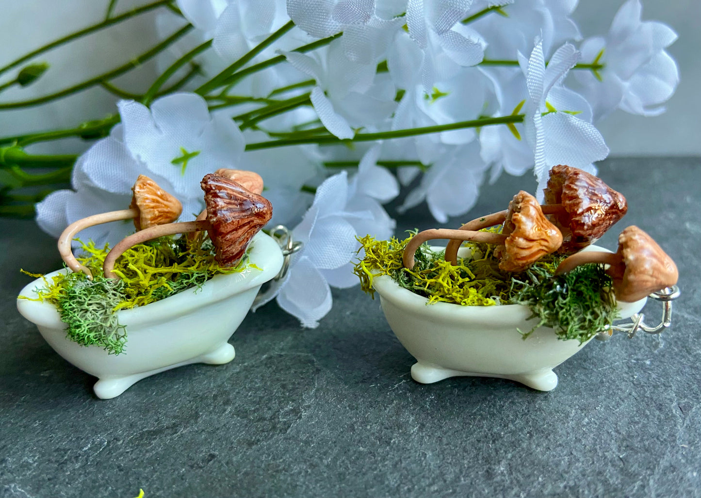 Bathtub Natural Mushroom Earrings