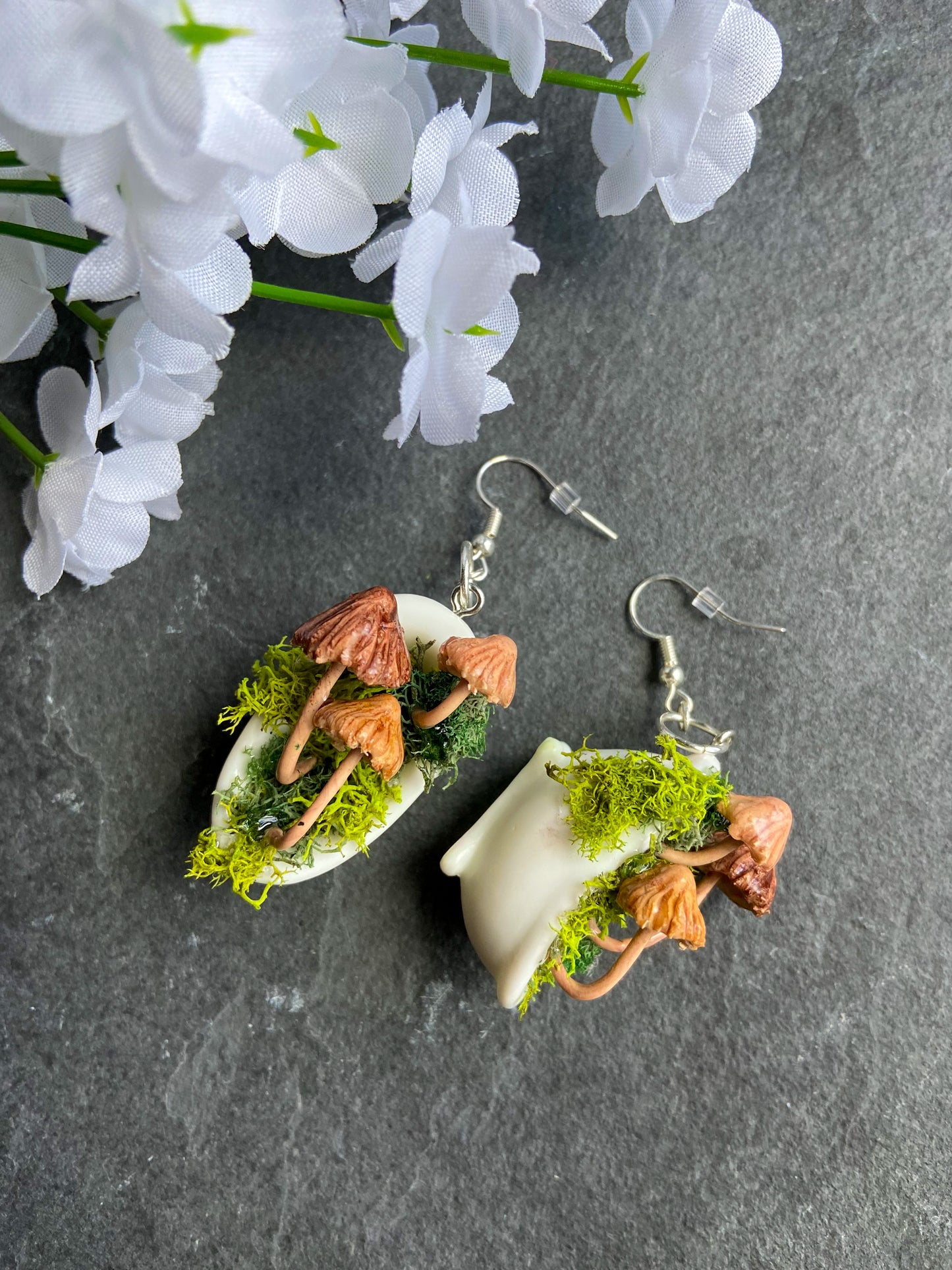 Bathtub Natural Mushroom Earrings