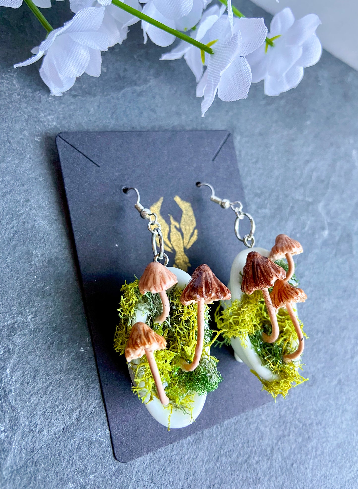 Bathtub Natural Mushroom Earrings